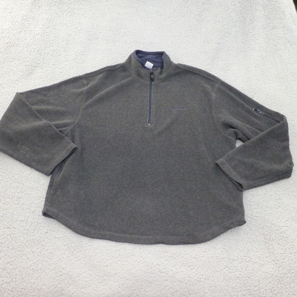 Old Navy Jacket Mens XL Charcoal Gray Quarter Zip Fleece Pullover Sleeve Pocket